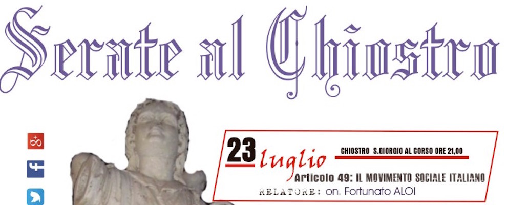 Dal 23 luglio “SERATE AL CHIOSTRO”