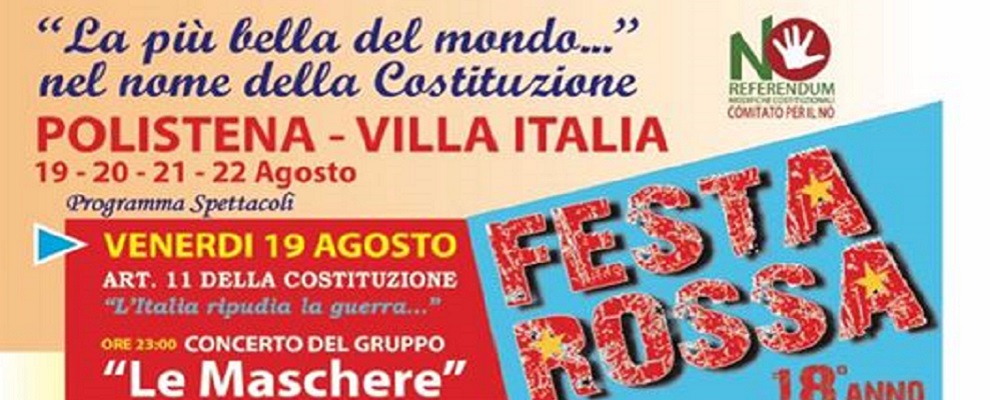 Dal 19 al 22 agosto FESTA ROSSA a Polistena