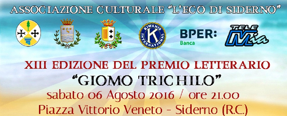 Premio Giomo Trichilo, 6 agosto a Siderno