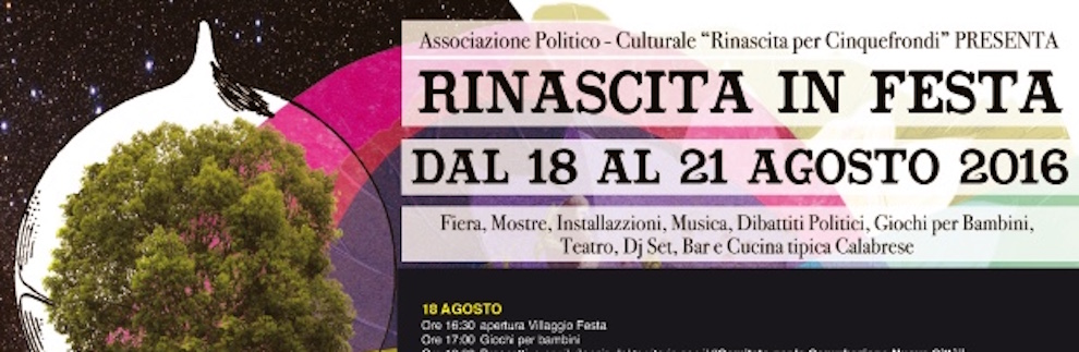 Cinquefrondi: Il programma di Rinascita in festa