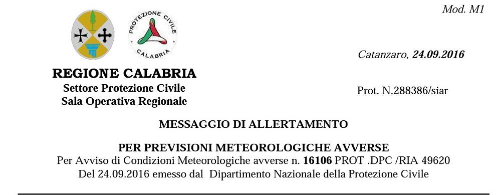 Domani allerta meteo sull’ intera regione