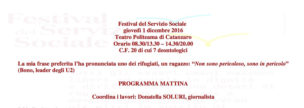 Catanzaro, seconda edizione del “Festival del servizio sociale”