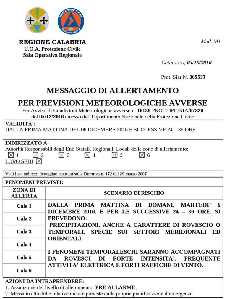 Allerta meteo Calabria. Temporali e forti raffiche di vento - Ciavula