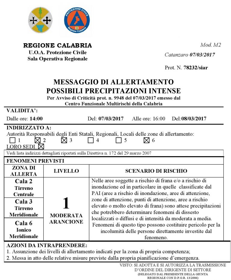 Allerta meteo sulla Calabria: "pericolo per l'incolumità delle persone