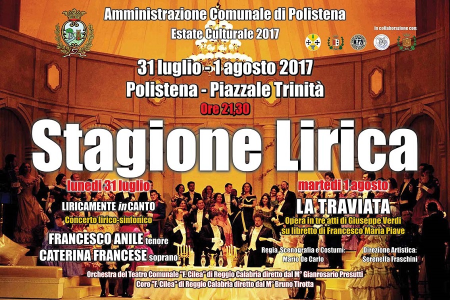 POLISTENA: Stagione Lirica in scena il 31 luglio ed il 1 agosto POLISTENA: Stagione Lirica in scena il 31 luglio ed il 1 agosto