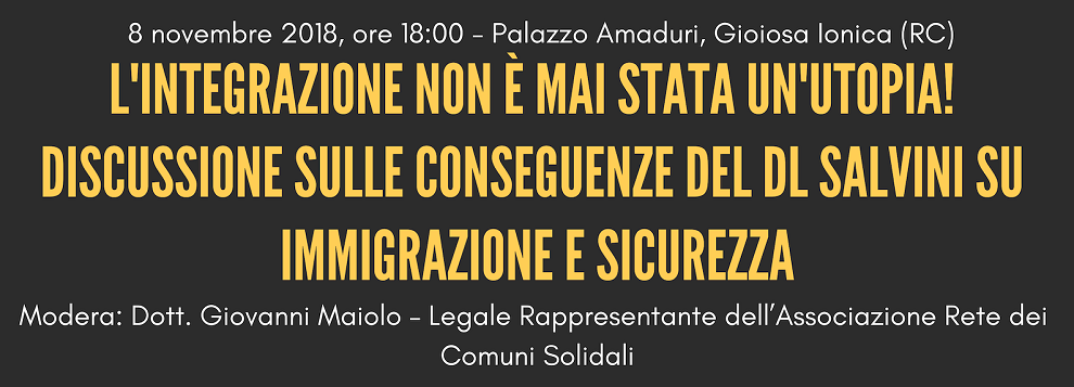 I sindaci di Caulonia, Gioiosa, Cinquefrondi e Gasperina ospiti di Re.co.sol. per approfondire il decreto Salvini