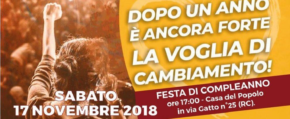 Reggio Calabria, Potere al Popolo compie un anno: domani i festeggiamenti