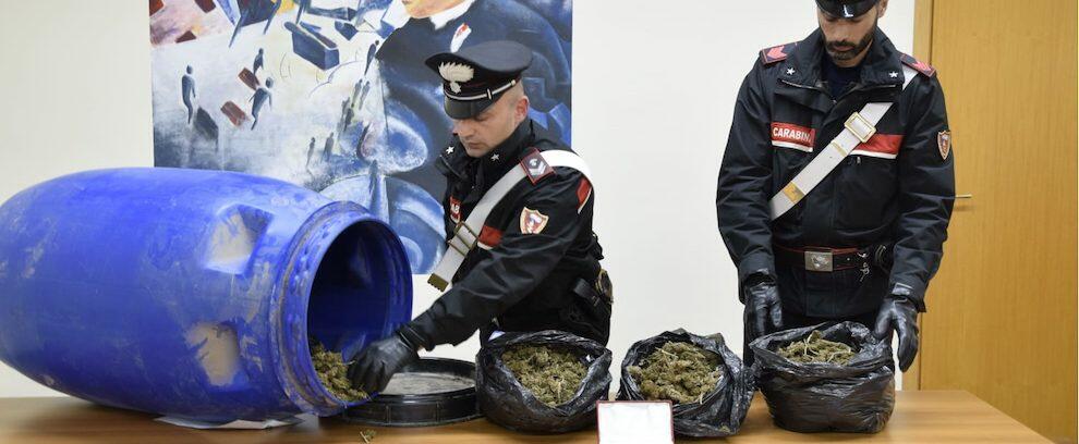 Nasconde tre kg di marijuana in un bidone, artigiano finisce ai domiciliari