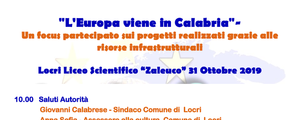 Al Liceo Zaleuco di Locri,”l’Europa viene in Calabria”