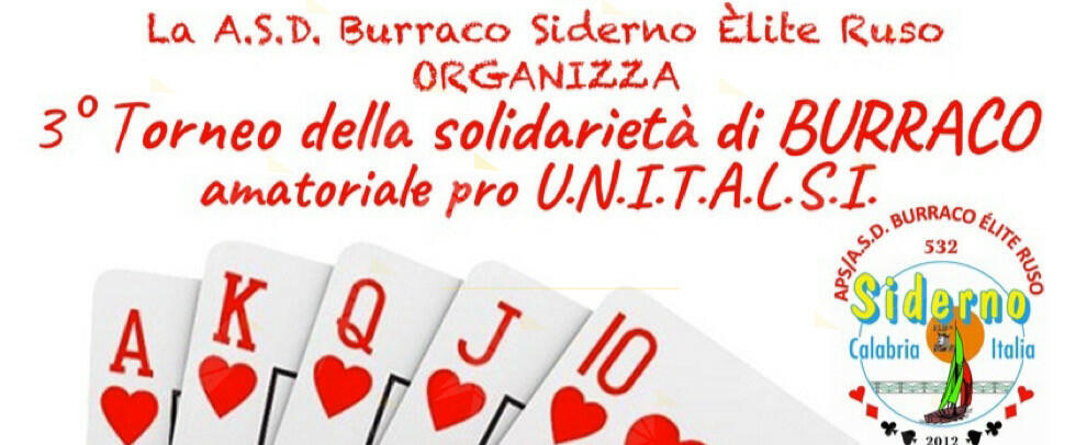 A.S.D. Burraco Siderno e UNITALSI, terzo torneo della solidarietà