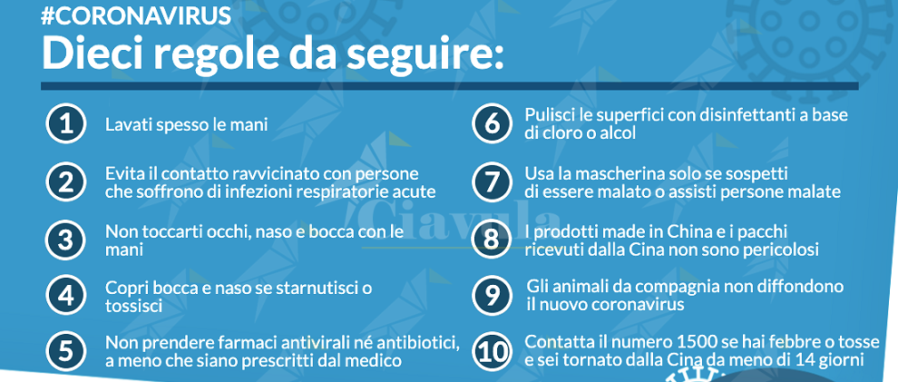 Coronavirus: dieci regole da conoscere