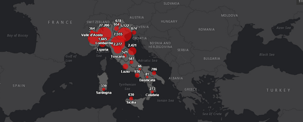 Coronavirus, sono 46.368 le persone positive al virus in Italia