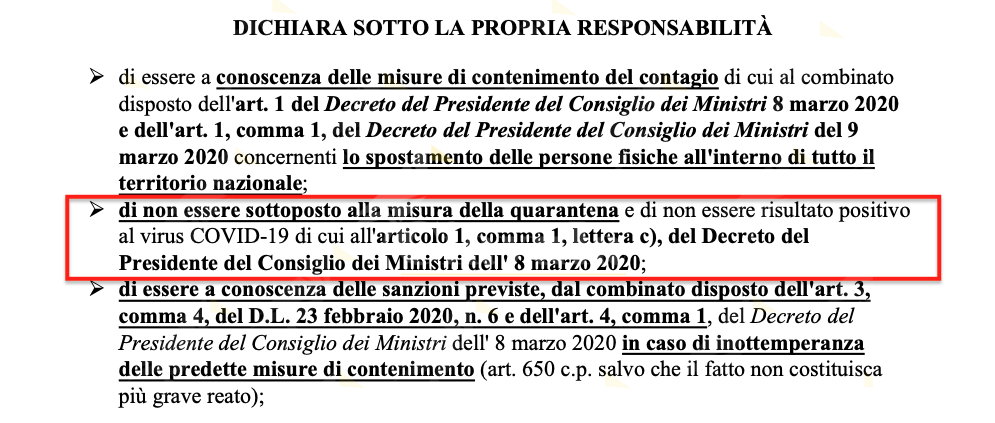 Coronavirus, nuovo modulo per l’autocertificazione