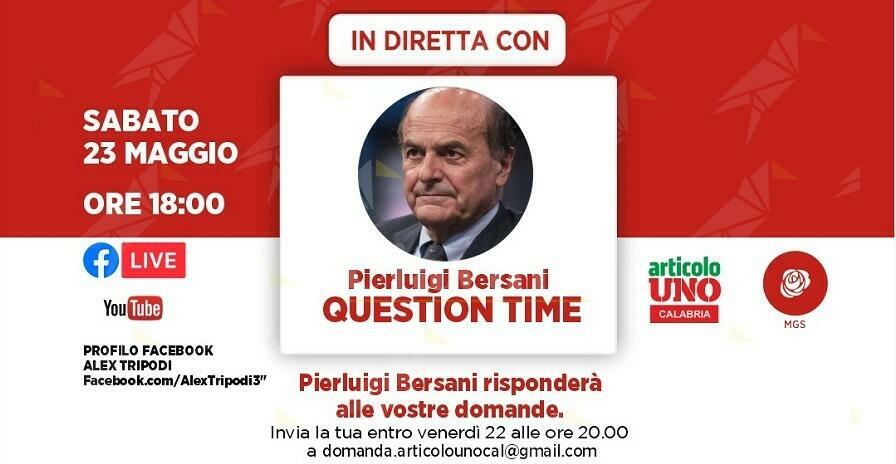 Articolo Uno Calabria, Bersani in diretta facebook risponderà ai cittadini