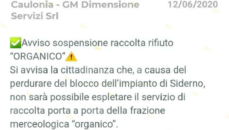 A Caulonia neanche stasera verrà ritirato l’umido