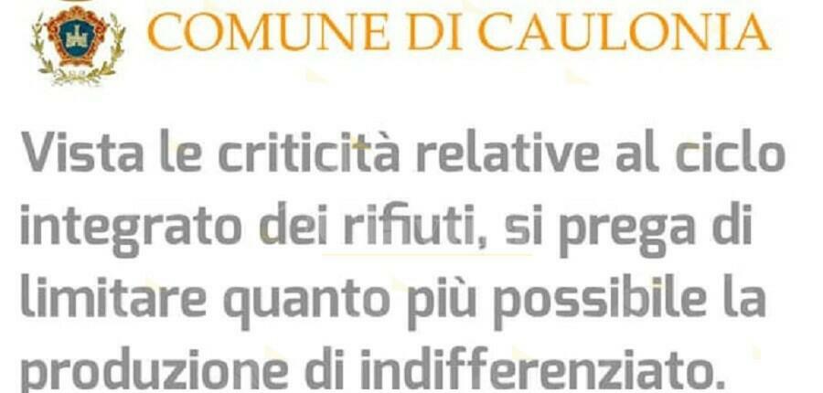 Il comune di Caulonia invita a produrre meno rifiuti indifferenziati