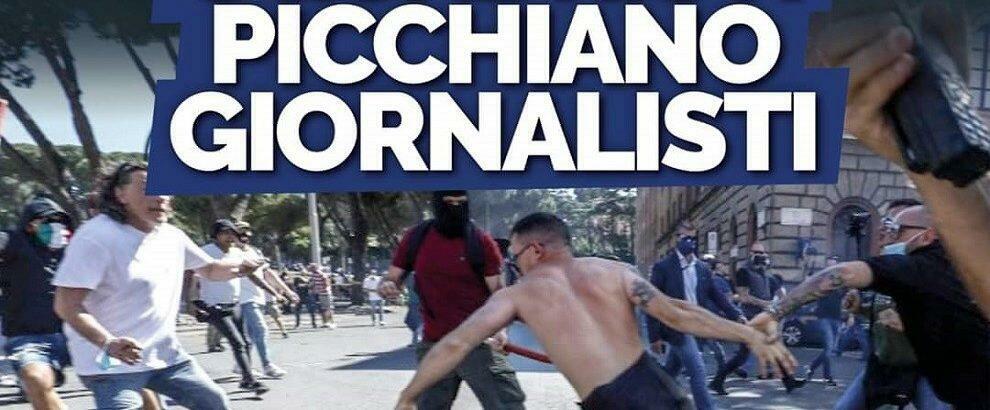 Feccia fascista picchia i giornalisti e la polizia