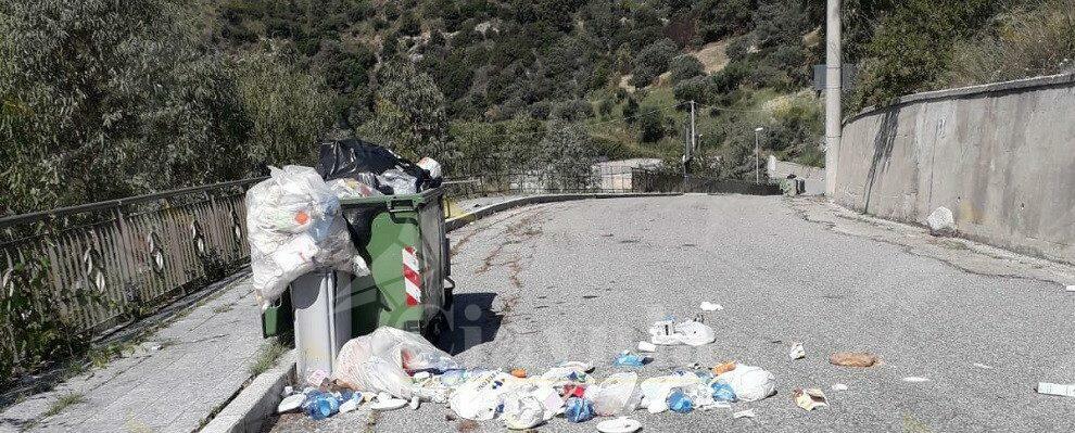 Rifiuti in strada a Santa Domenica di Placanica