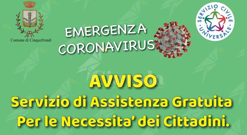 Il comune di Cinquefrondi attiva il servizio di assistenza gratuita per i cittadini in difficoltà