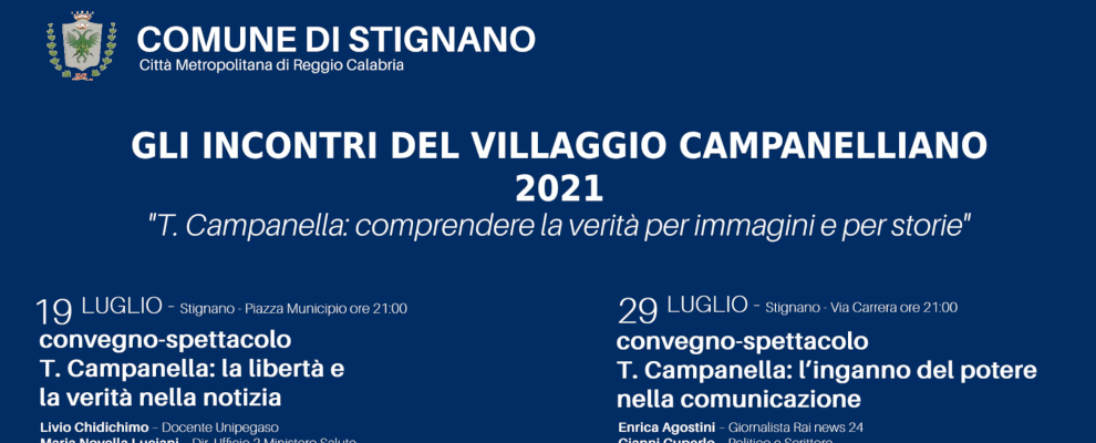 A Stignano una serie di appuntamenti per ricordare la figura e le opere di Tommaso Campanella