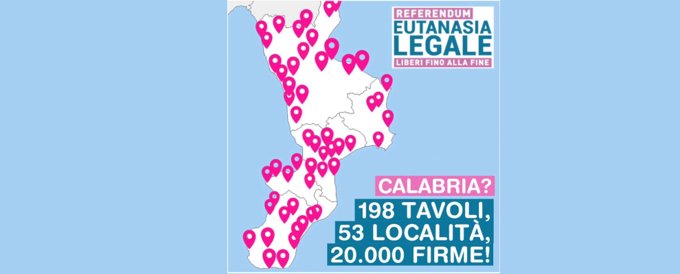 Referendum eutanasia legale: in Calabria raccolte oltre 20 mila firme