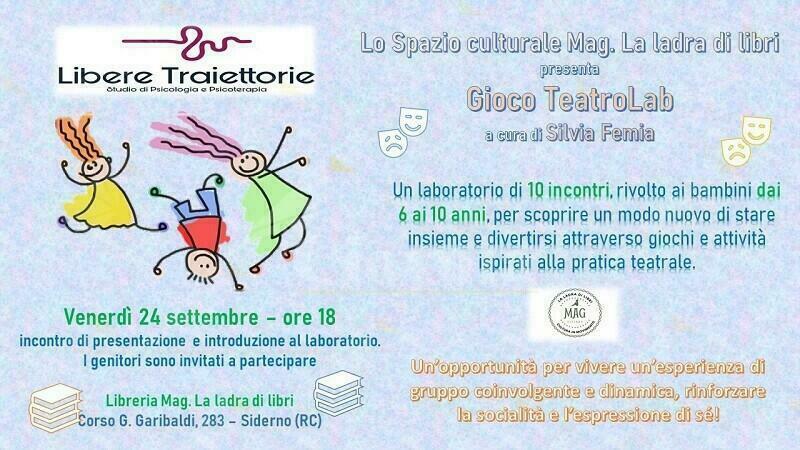 Siderno, venerdì la presentazione del laboratorio “Gioco TeatroLab”