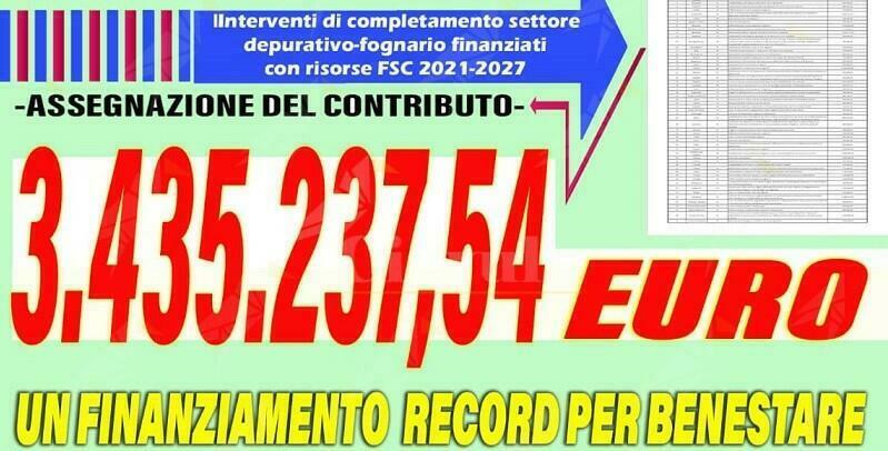 Finanziamento storico per Benestare: 3,5 milioni di euro per la rete fognaria