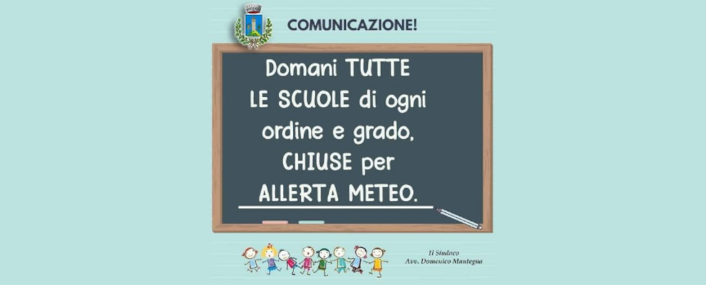 Domani scuole chiuse anche a Benestare