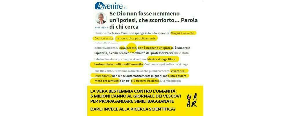 Basta soldi pubblici al giornale dei vescovi e alla chiesa!