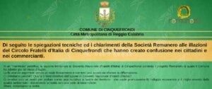 La società Remunero replica al circolo Fratelli d’Italia di Cinquefrondi item-thumbnail