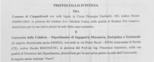 Cinquefrondi, siglato protocollo d’intesa con l’Università della Calabria item-thumbnail