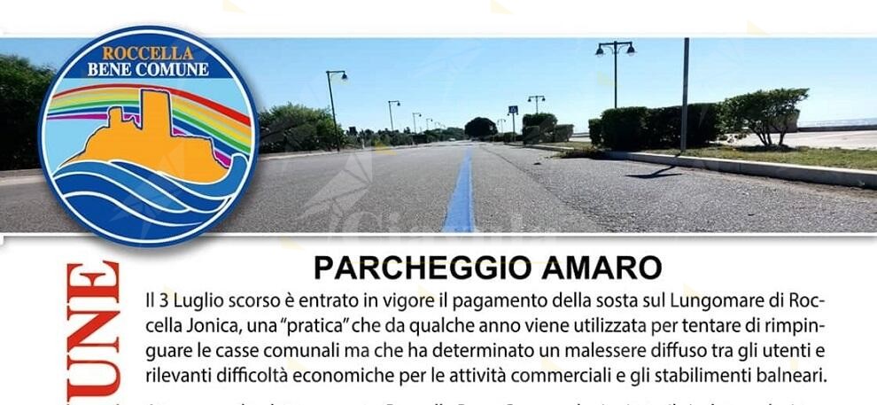 Roccella Bene Comune critica l’amministrazione Zito sulla questione dei parcheggi a pagamento