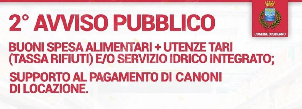 Avviso pubblico del comune di Siderno per sostenere le famiglie in difficoltà