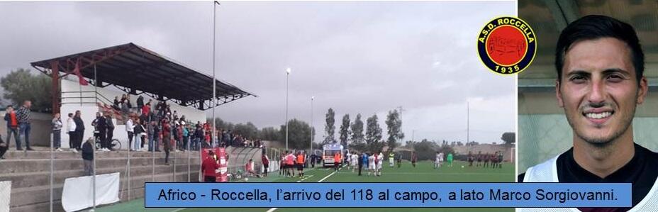 Spavento durante la partita Africo – Roccella. Giocatore si accascia al suolo, ambulanza in campo