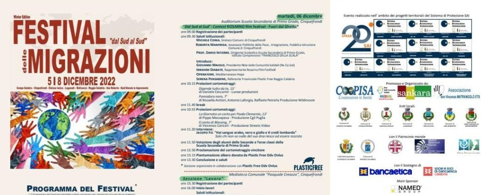 Tutto pronto per il “Festival delle Migrazioni – da Sud a Sud”, organizzato da Coopisa, Sankara e Recosol