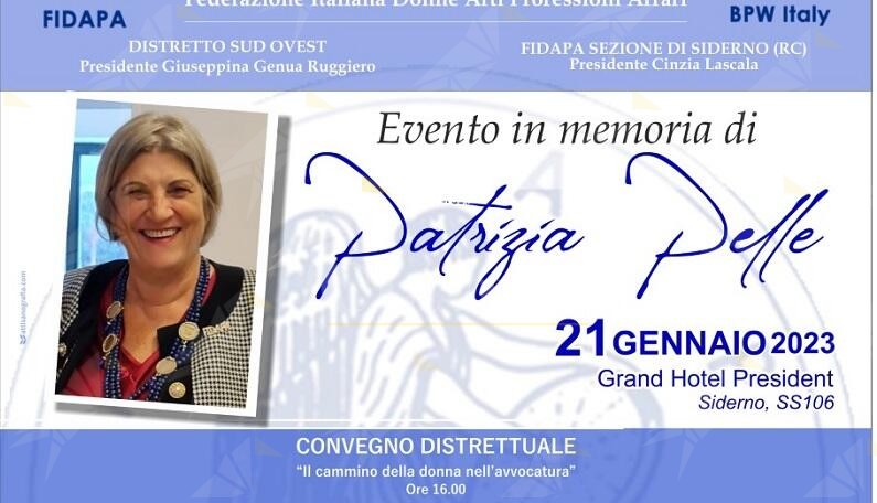 Siderno: La Fidapa (Federazione Italiana Donne Arti Professioni Affari) ricorda Patrizia Pelle