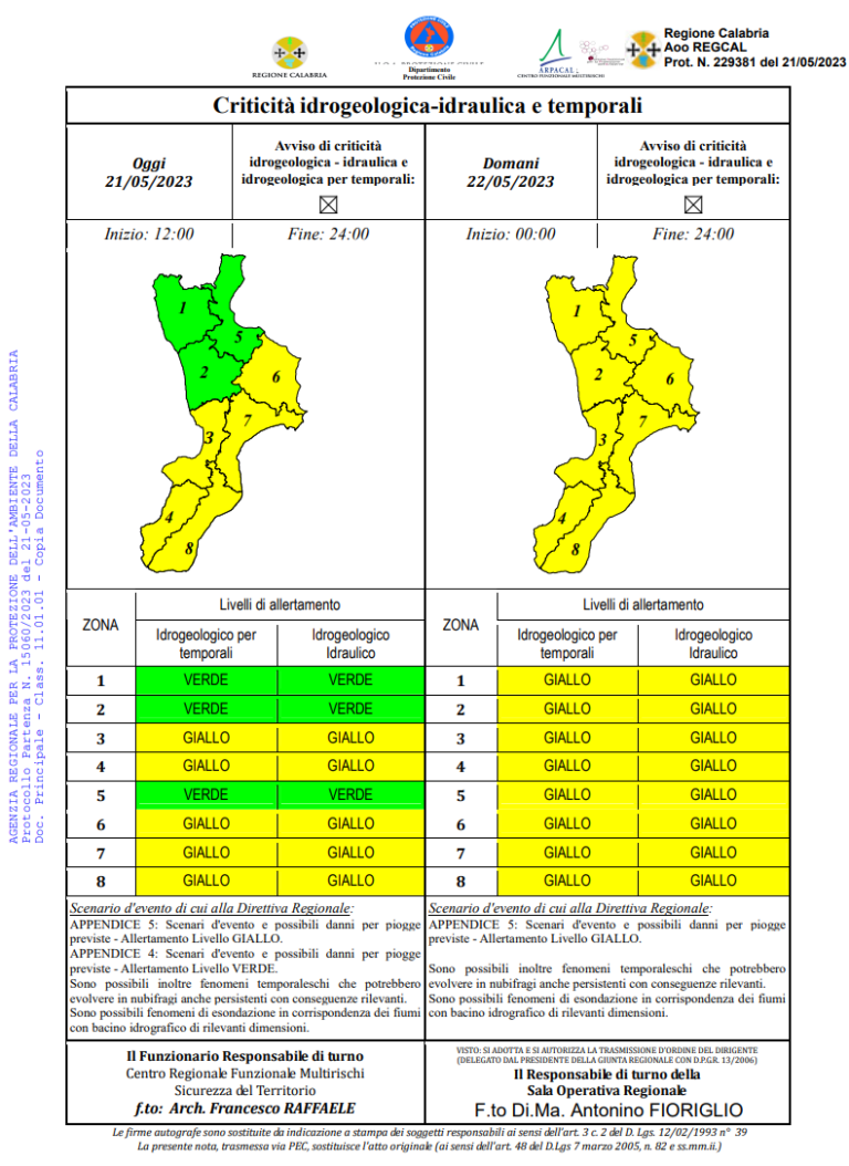 Previste ancora piogge in Calabria, la protezione civile dirama l