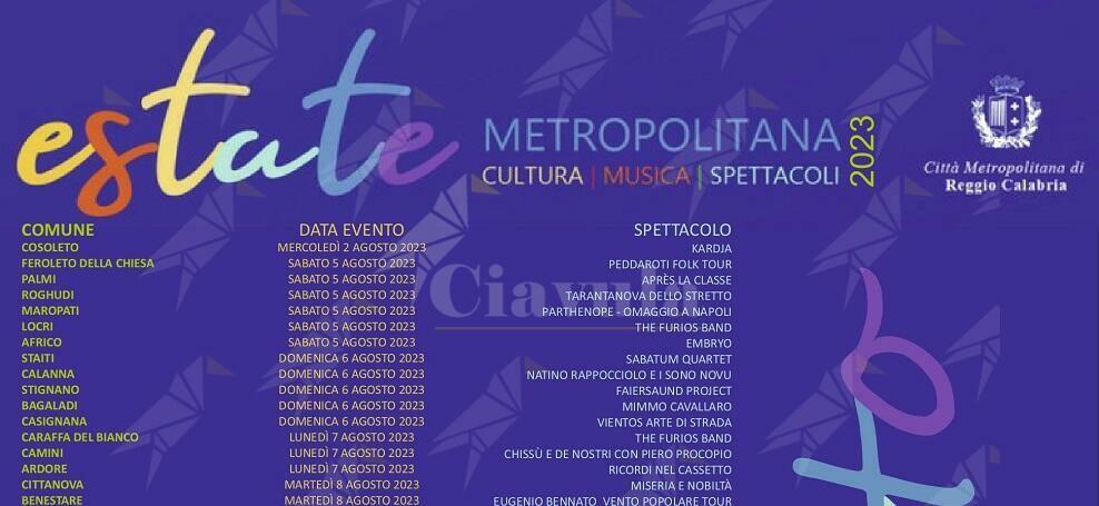 Pubblicato il calendario degli eventi estivi della città metropolitana di Reggio. Oltre 100  iniziative in 83 comuni