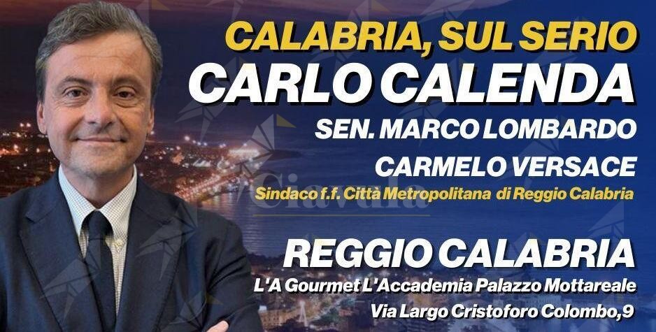 Calenda a Reggio Calabria, Versace: ”Ulteriore segno d’attenzione per la Calabria”.