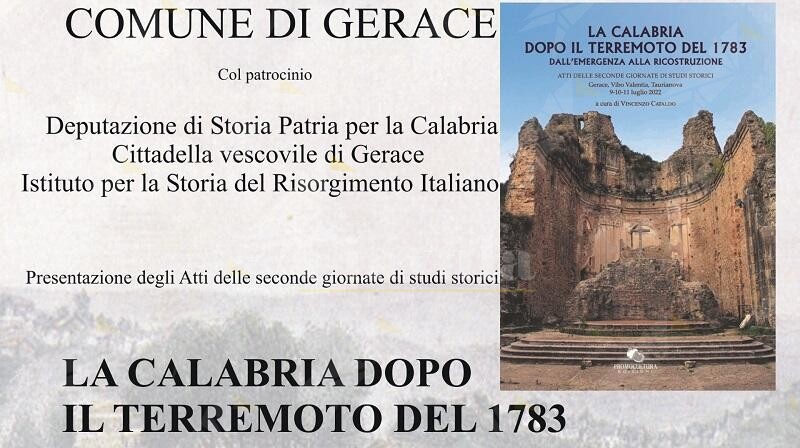 A Gerace la presentazione del volume “La Calabria dopo il terremoto del 1783. Dall’emergenza alla ricostruzione”, edito da Promocultura Edizioni