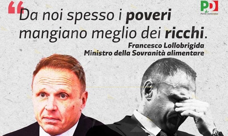 Secondo il ministro Lollobrigida (Fratelli D’Italia) in Italia i poveri mangiano meglio dei ricchi