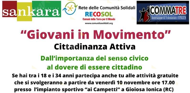 Gioiosa Ionica, progetto ”Giovani in movimento”: aperte le iscrizioni per il laboratorio di Cittadinanza Attiva