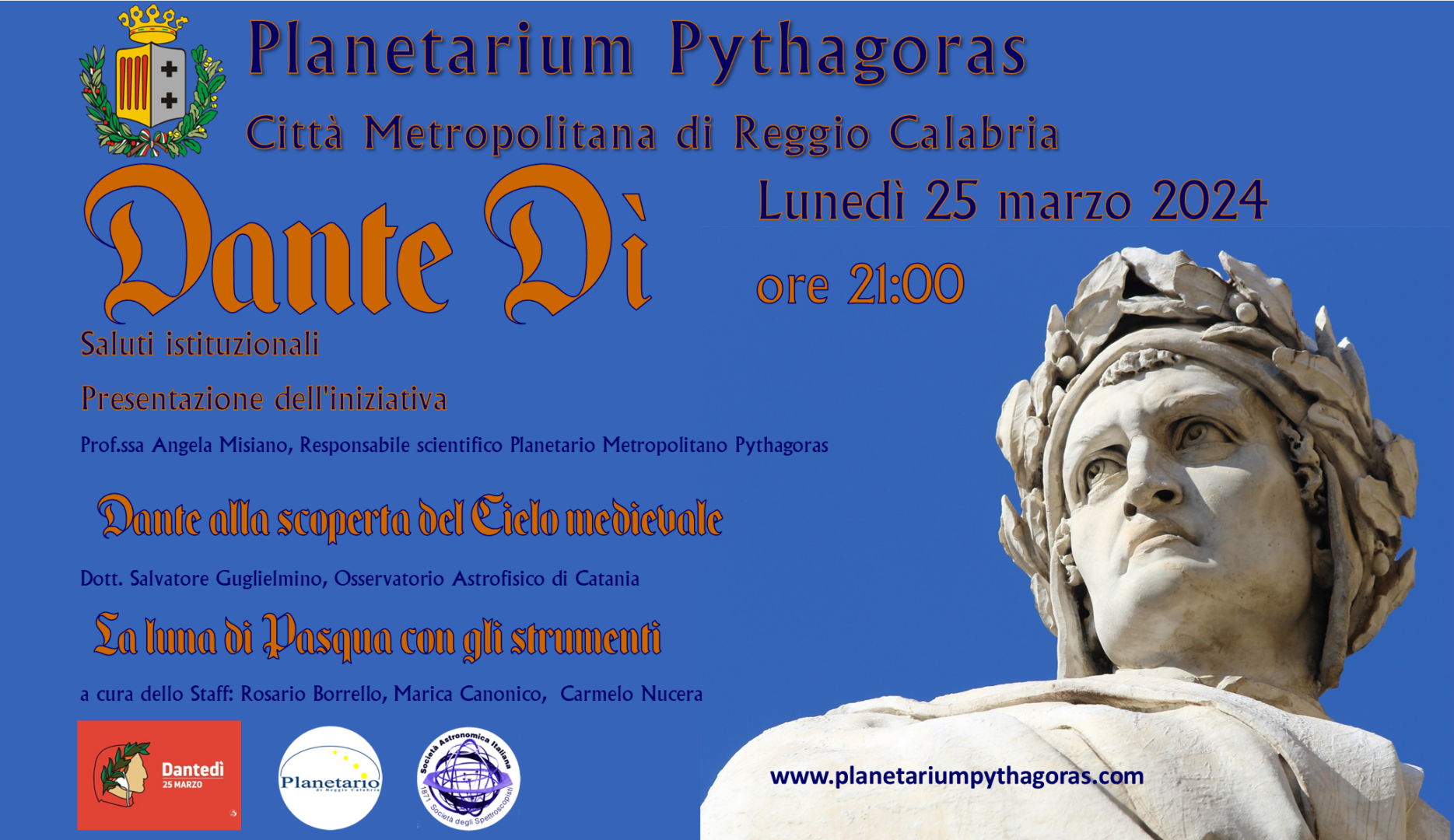 Al Planetario di Reggio Calabria un evento per celebrare Dante Alighieri