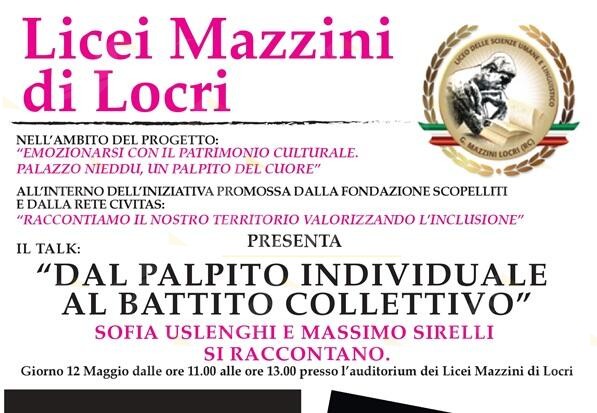 Al liceo Mazzini di Locri il talk “Dal Palpito Individuale al Battito Collettivo”