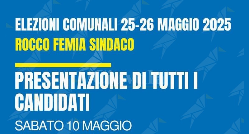 Domani a Gioiosa marina la presentazione della lista “Cuore e Futuro” a sostegno di Rocco Femia sindaco