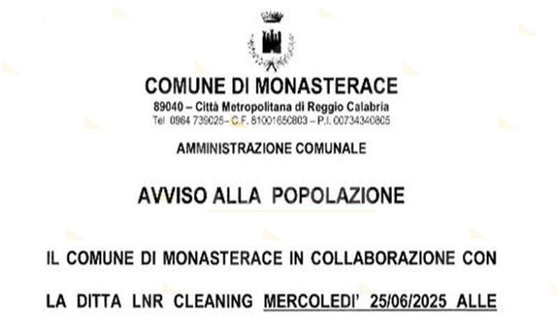 Mercoledì verrà effettuata la disinfestazione a Monasterace