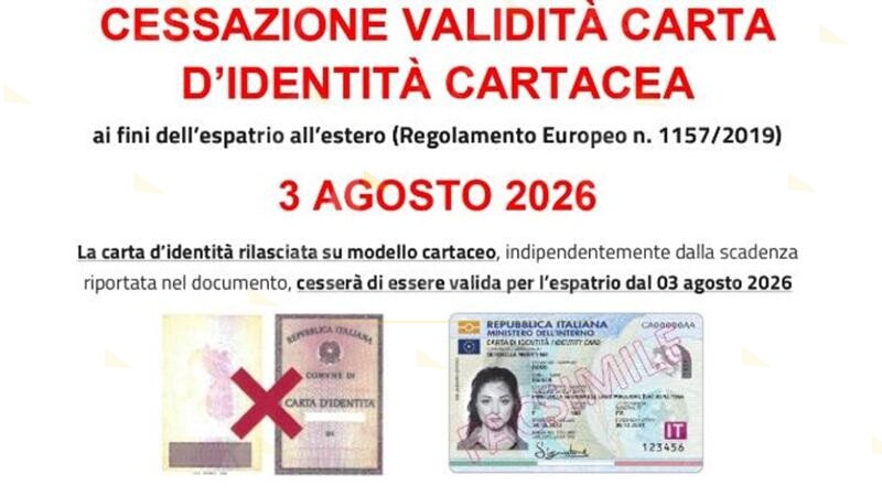 Dal 2026 non si potrà più viaggiare all’estero con la carta d’identità cartacea