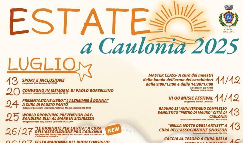 Estate 2025 a Caulonia: tutti gli eventi in programma