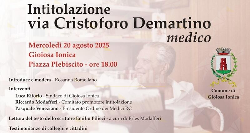 A Gioiosa Ionica verrà intitolata una via al Dott. Cristoforo Demartino