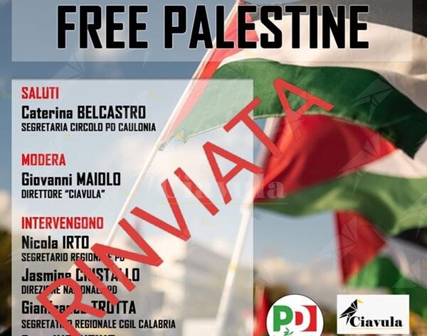 Rinviata l’iniziativa “Free Palestine” a Caulonia